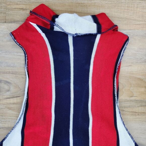 🔹️Serendipity Red, Blue, & White Striped Sleeveless Cardigan Large - Picture 6 of 12